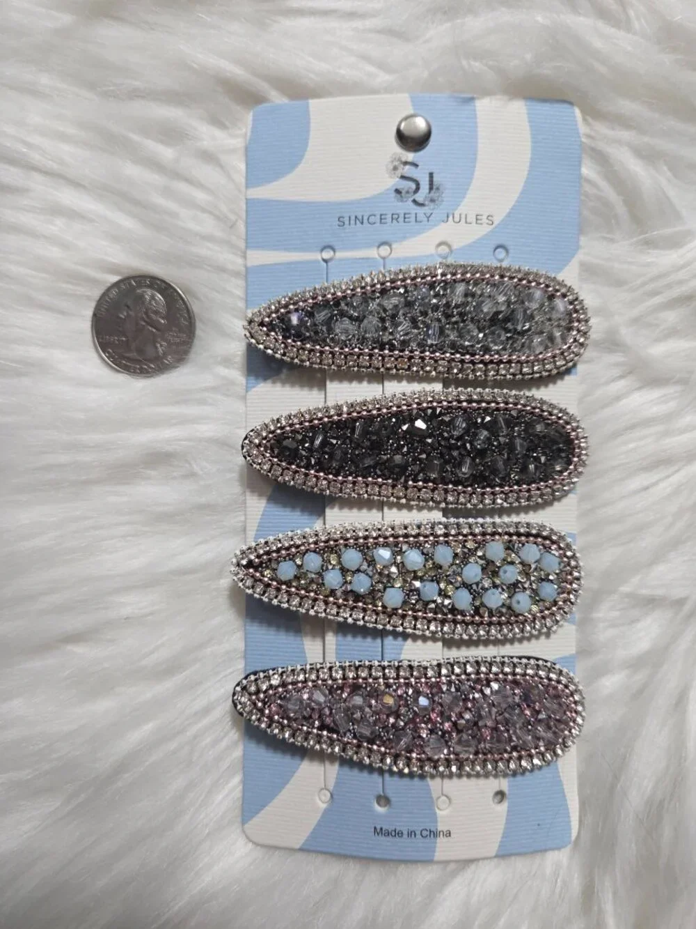 Sincerely Jules Beaded/Stone Hair Snap Clip Set
